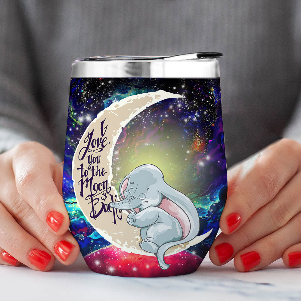Dumbo Elephant Love You To Moon And Back Premium Wine Tumbler Nearkii