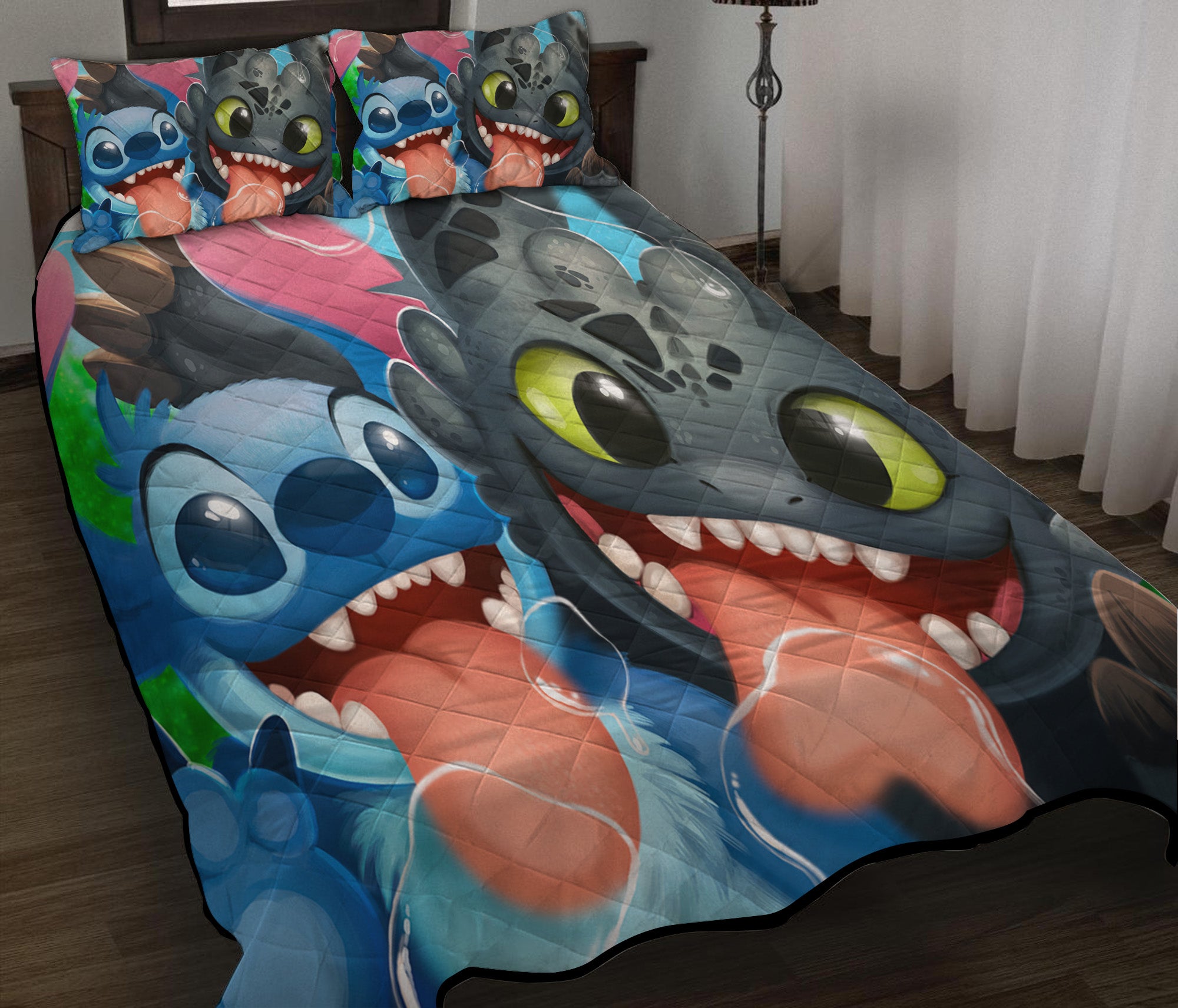 Funny Stitch And Toothless Quilt Bed Sets Nearkii