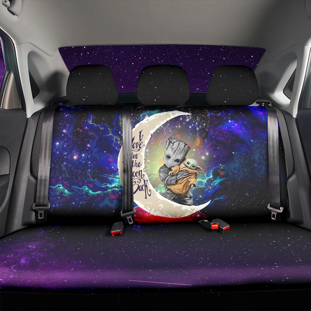 Groot Hold Baby Yoda Love You To The Moon Galaxy Back Premium Custom Car Back Seat Covers Decor Protectors Nearkii