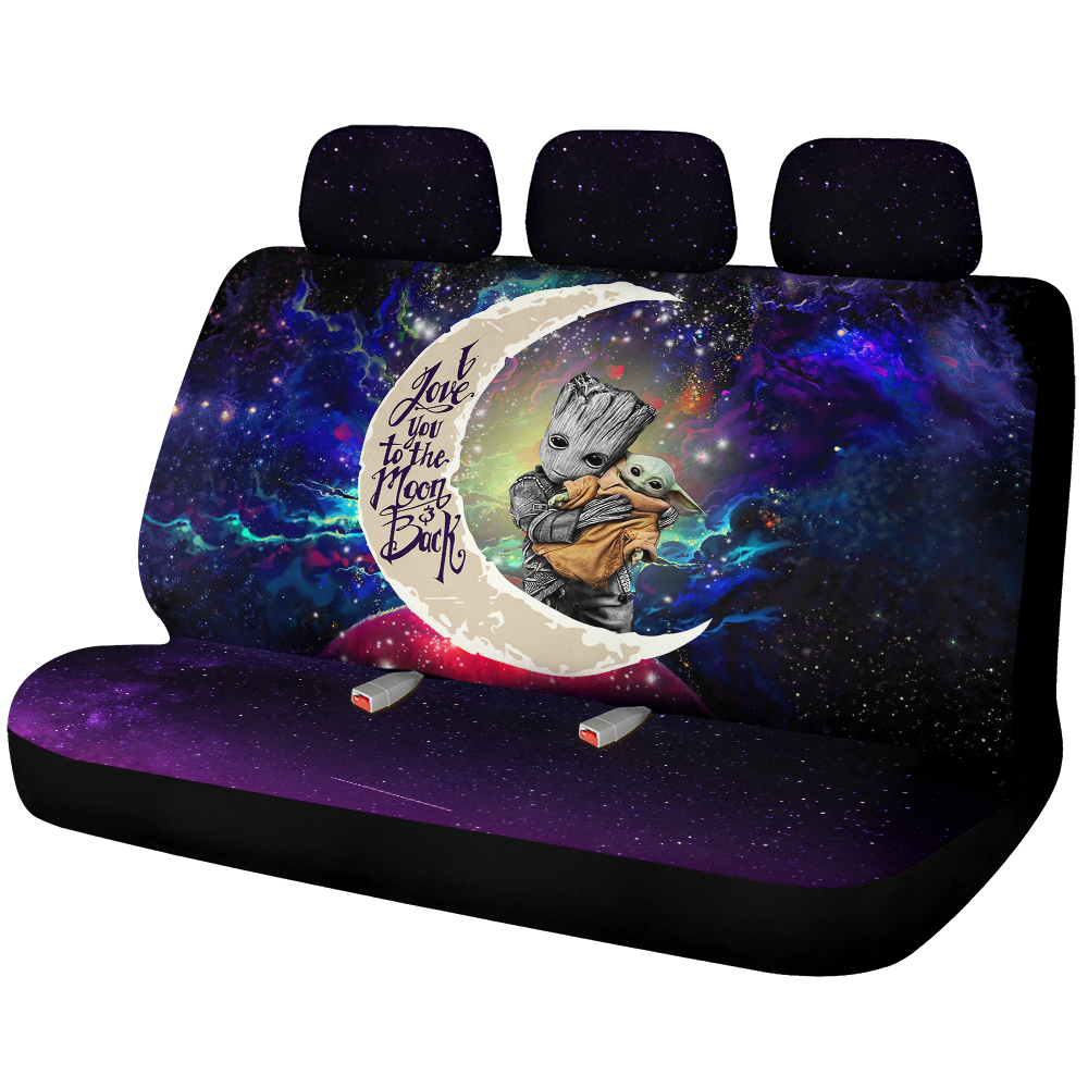 Groot Hold Baby Yoda Love You To The Moon Galaxy Back Premium Custom Car Back Seat Covers Decor Protectors Nearkii