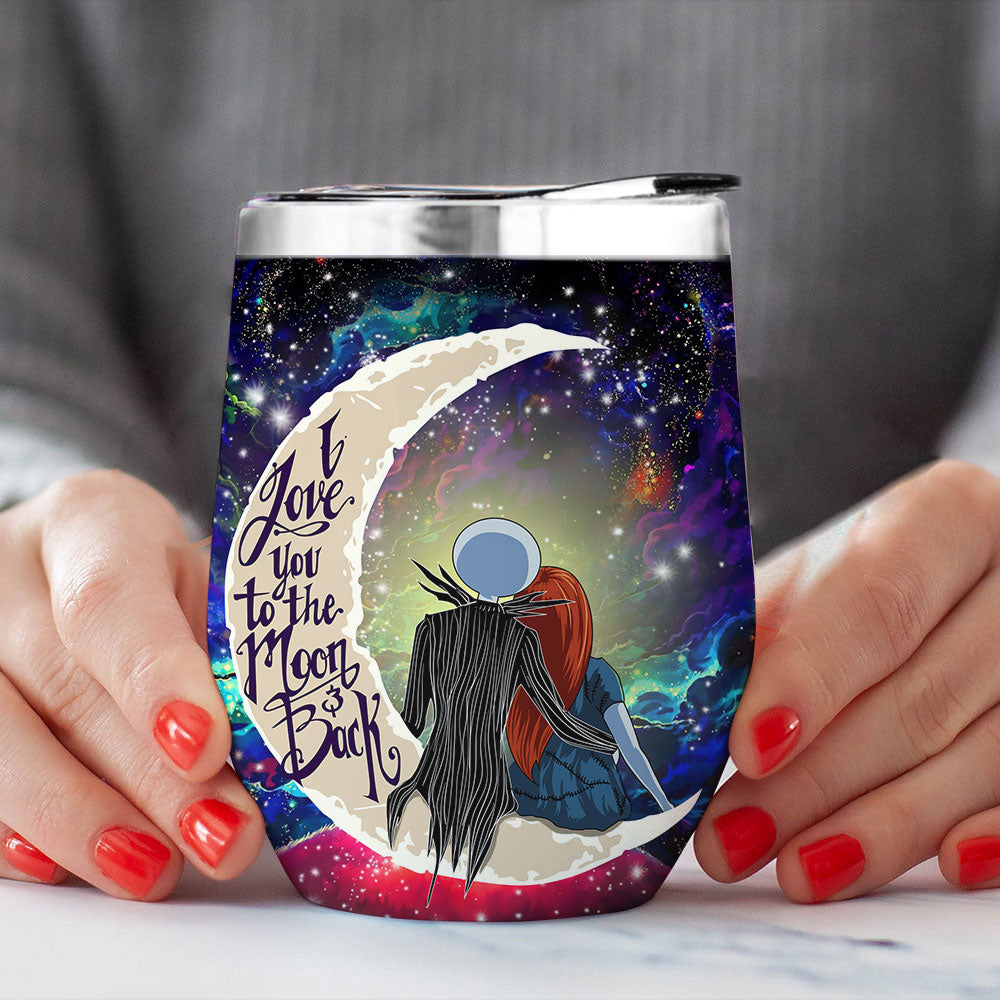 Jack And Sally Nightmare Before Christmas Love You To Moon And Back Premium Wine Tumbler Nearkii