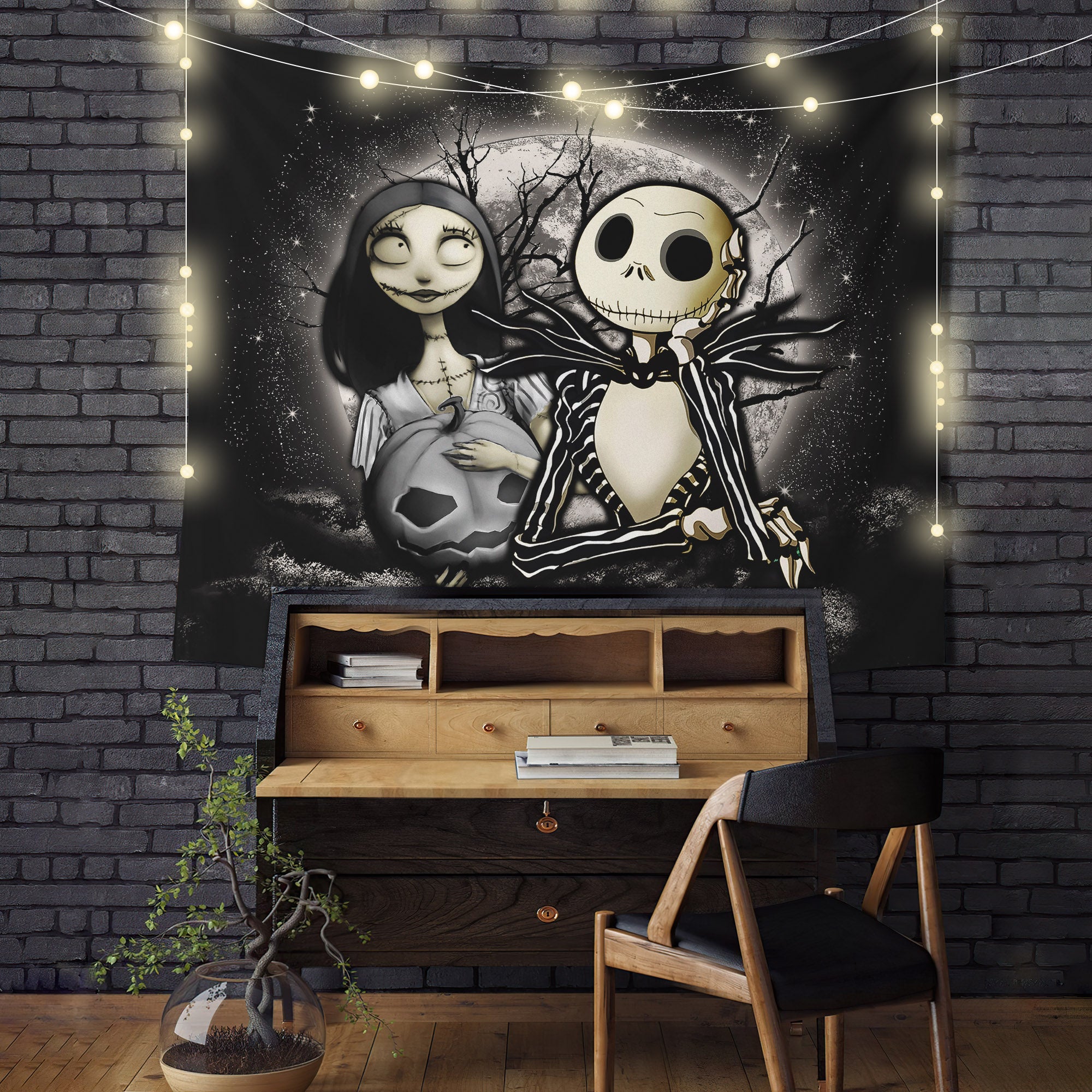 Jack And Sally Nightmare Before Christmas Moonlight Tapestry Room Decor Nearkii