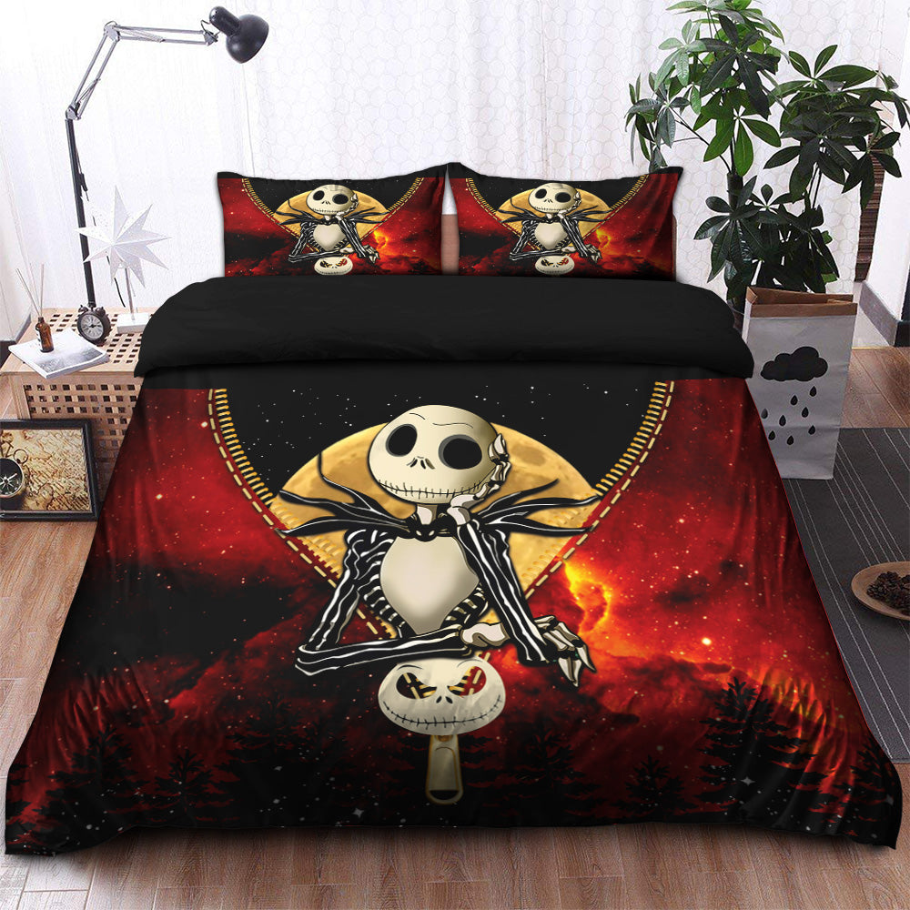 Jack Nightmare Before Christmas Moon Zipper Bedding Set Duvet Cover And 2 Pillowcases Nearkii