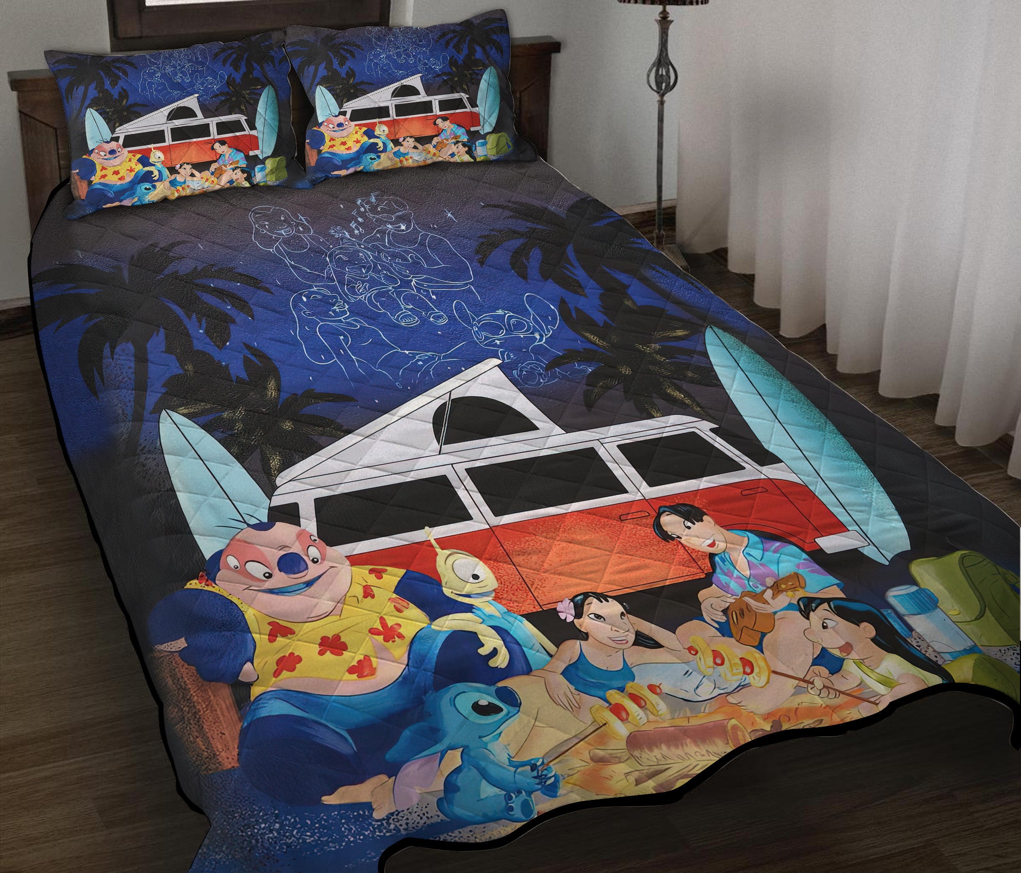 Lilo Stitch Family Camping Quilt Bed Sets Nearkii