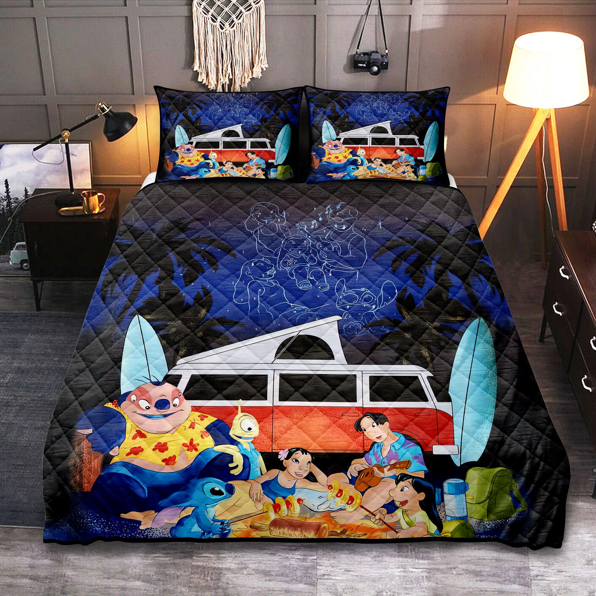 Lilo Stitch Family Camping Quilt Bed Sets Nearkii