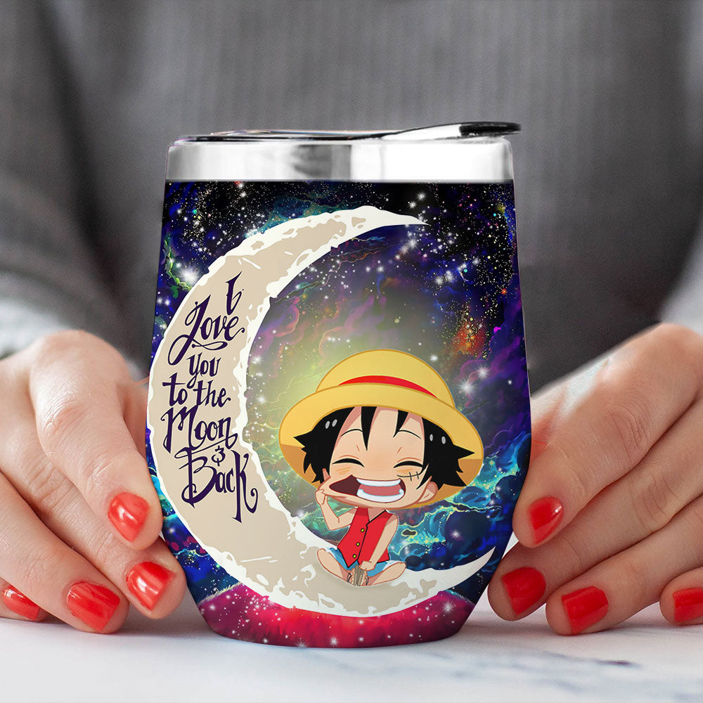 Luffy One Piece Love You To Moon And Back Premium Wine Tumbler Nearkii