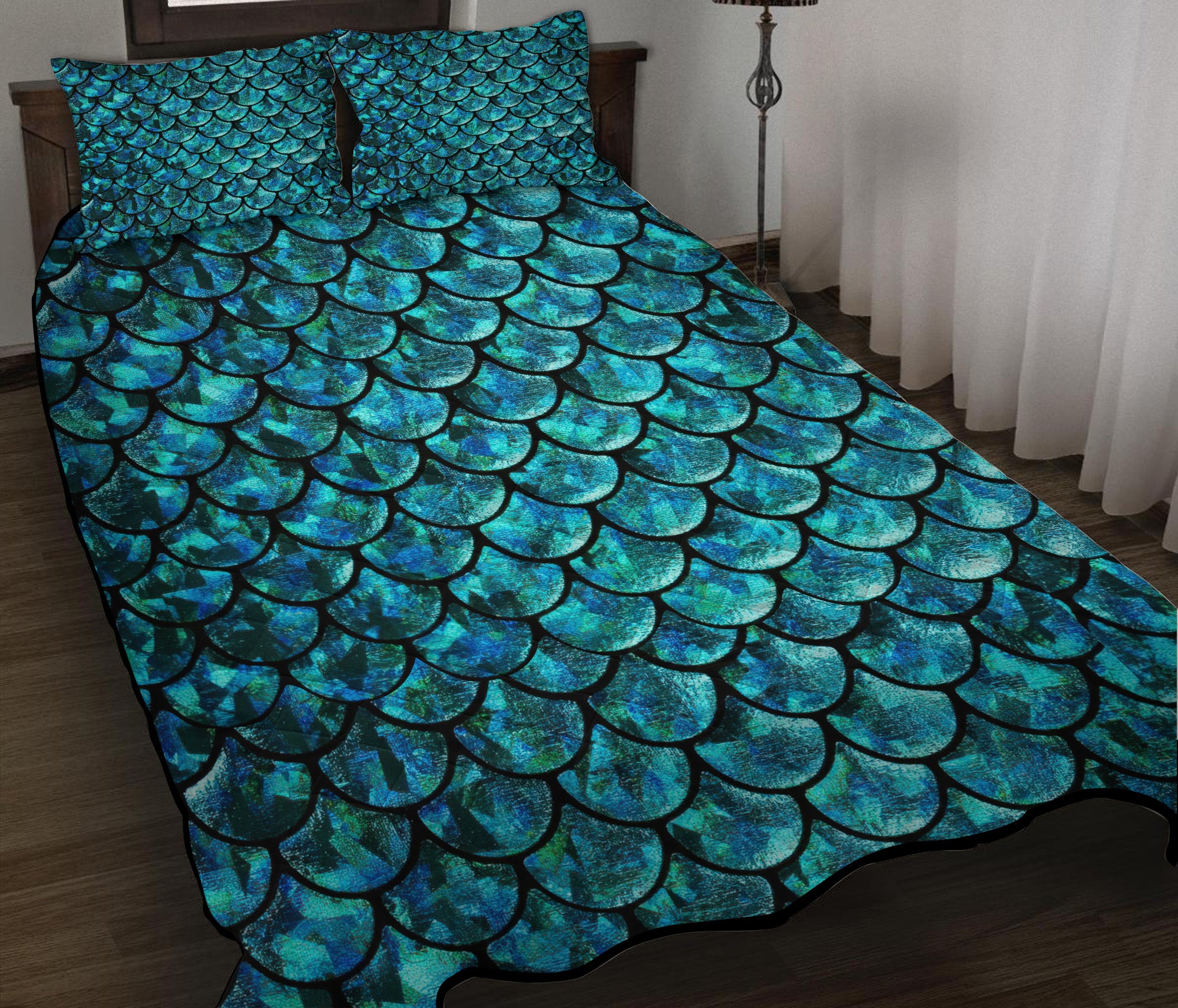 Mermaid Blue Quilt Bed Sets Nearkii