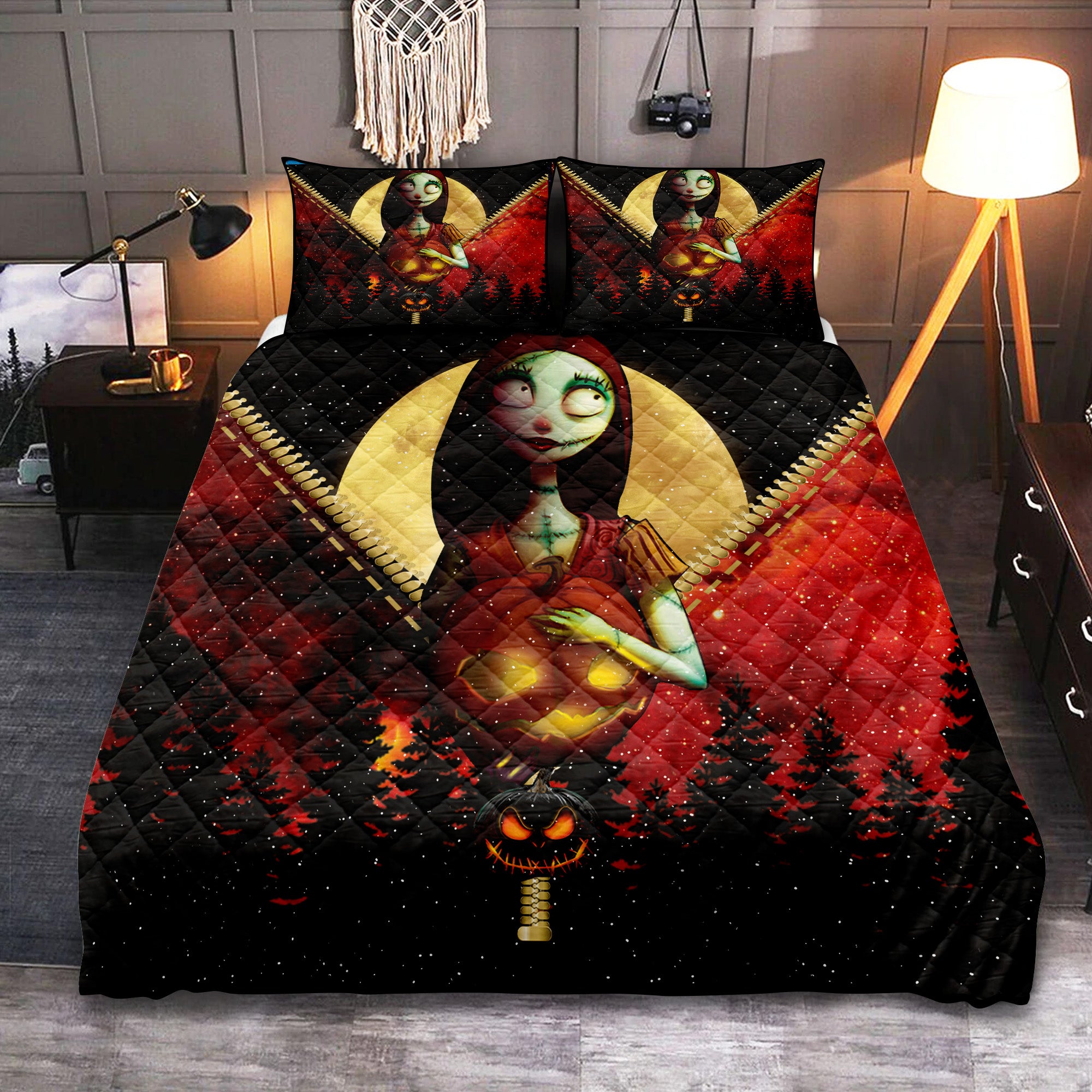 Sally Nightmare Before Christmas Galaxy Zipper Quilt Bed Sets Nearkii