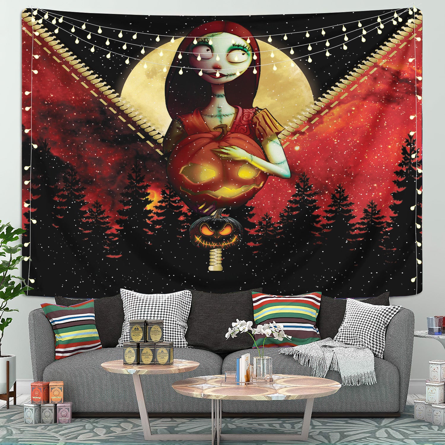 Sally Nightmare Before Christmas Zipper Tapestry Room Decor Nearkii
