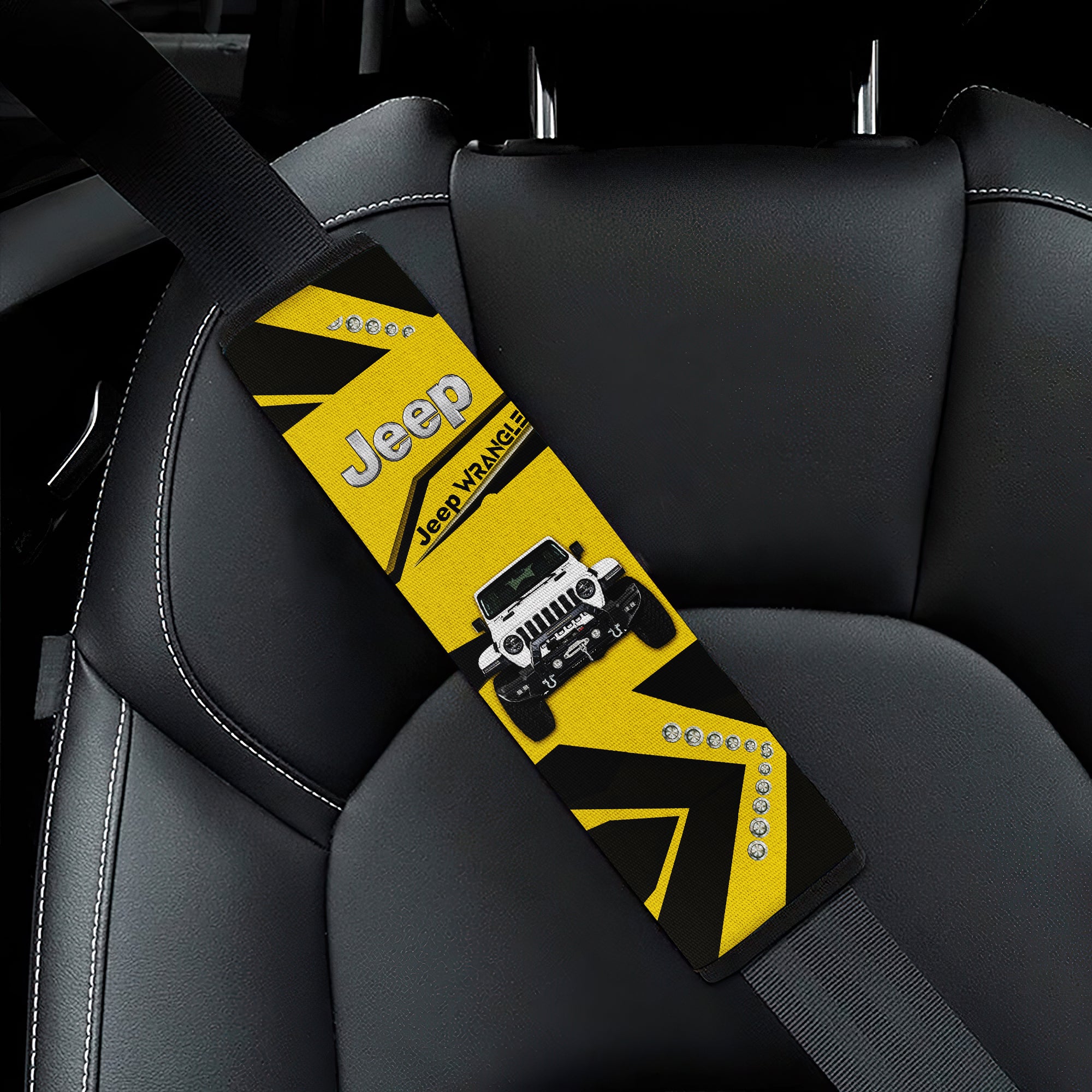 Yellow White Jeep Car Seat Belt Cover Custom Car Accessories Nearkii