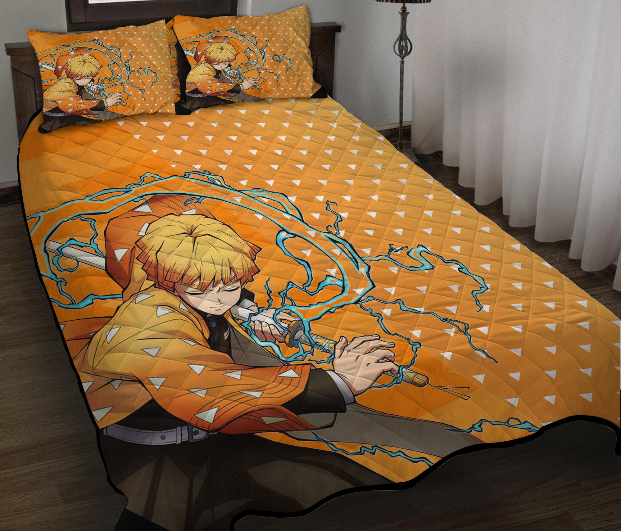 Zenitsu Demon Slayer Anime Quilt Bed Sets Nearkii
