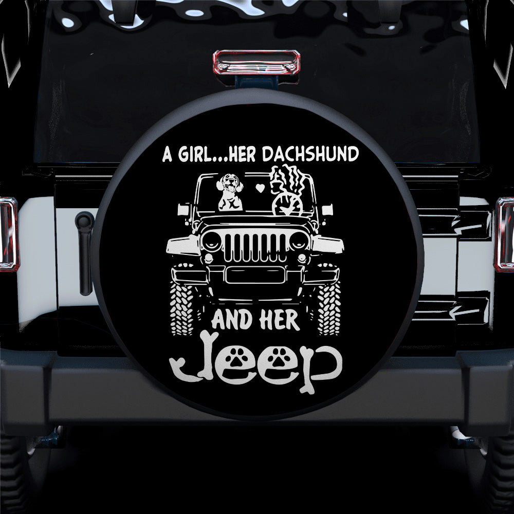 A Girl And Her Dachshund Jeep Car Spare Tire Covers Gift For Campers Nearkii