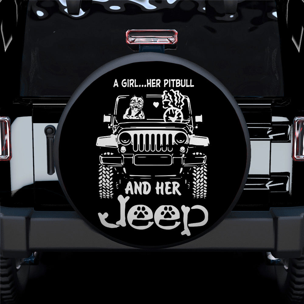 A Girl And Her Pitbull Jeep Car Spare Tire Covers Gift For Campers Nearkii