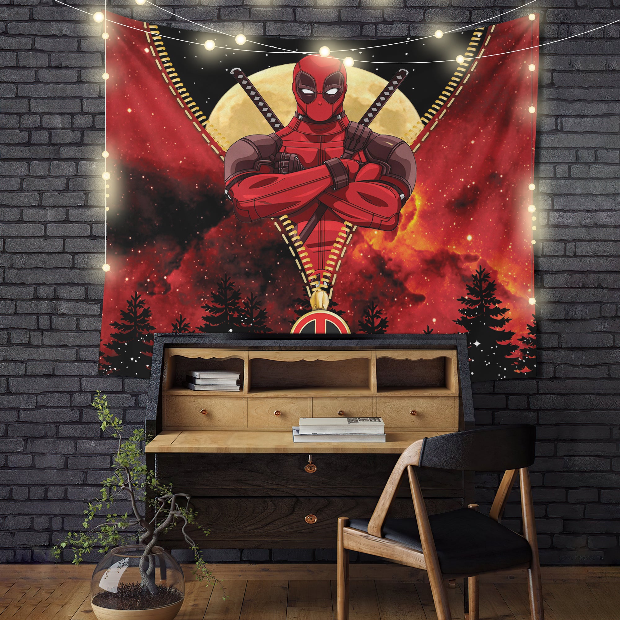 Deadpool Darkness Zipper Tapestry Room Decor Nearkii