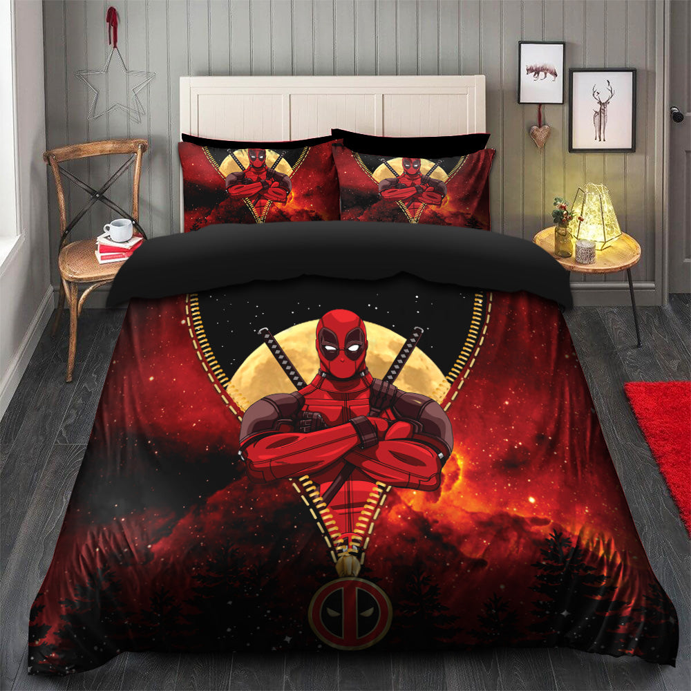 Deadpool Darkness Zipper Bedding Set Duvet Cover And 2 Pillowcases Nearkii
