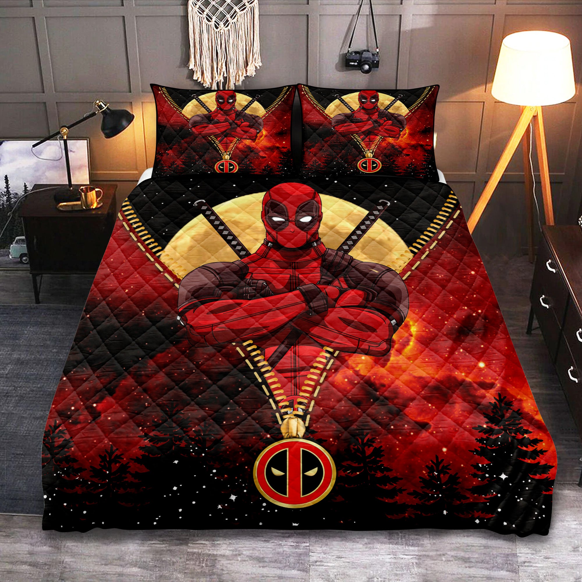 Deadpool Darkness Zipper Quilt Bed Sets Nearkii