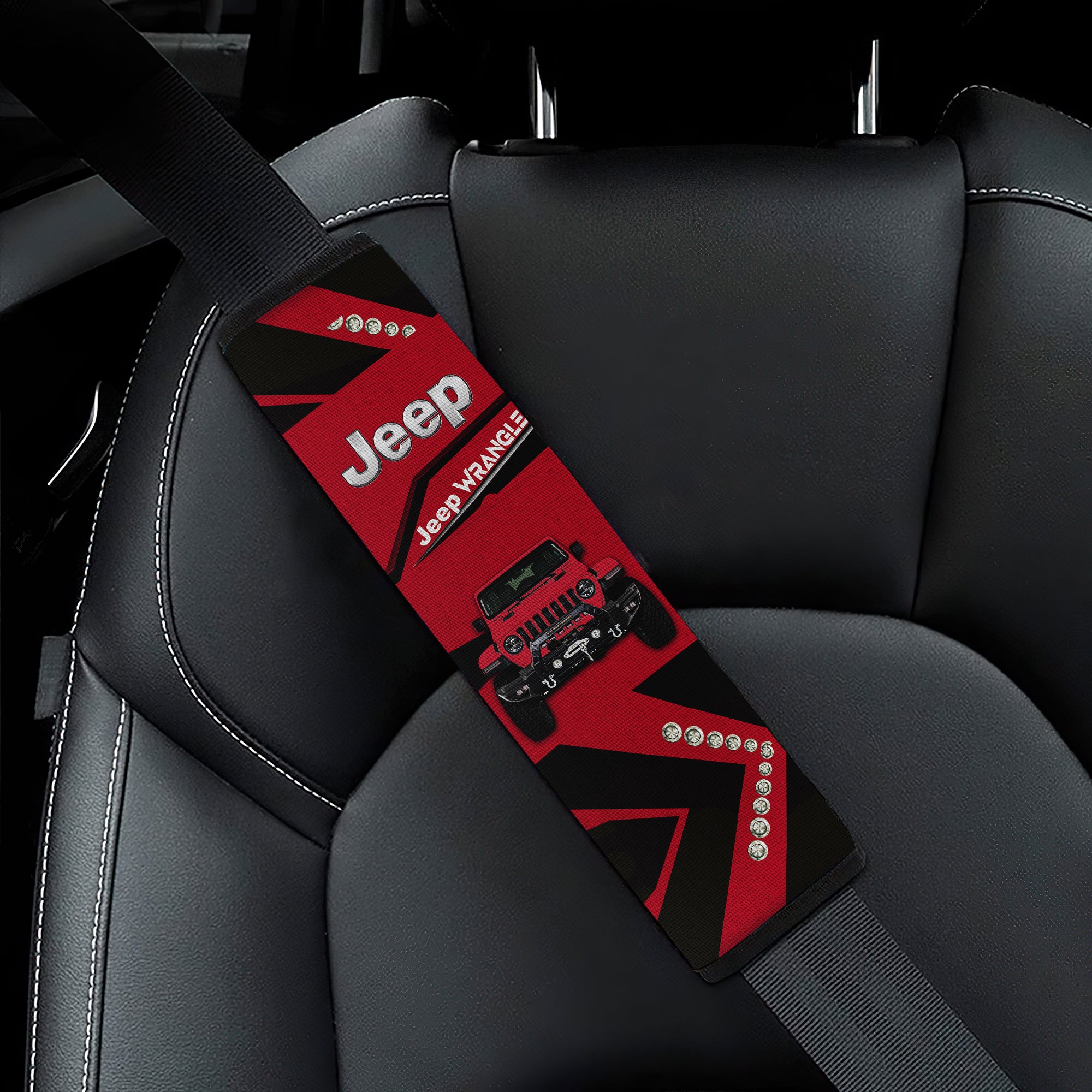 Deep Red Jeep Car Seat Belt Cover Custom Car Accessories Nearkii