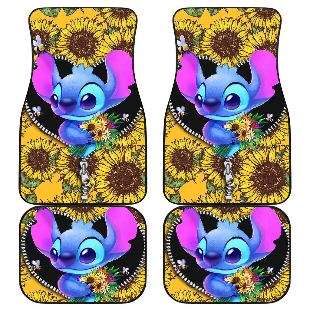 Stitch Sunflower Zipper Car Floor Mats Car Accessories Nearkii