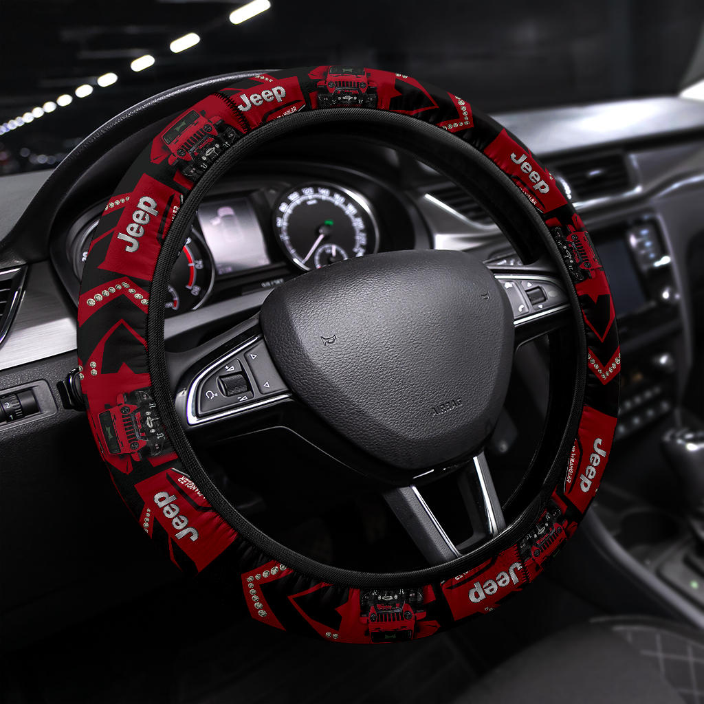 Deep Red Jeep Car Steering Wheel Cover Nearkii