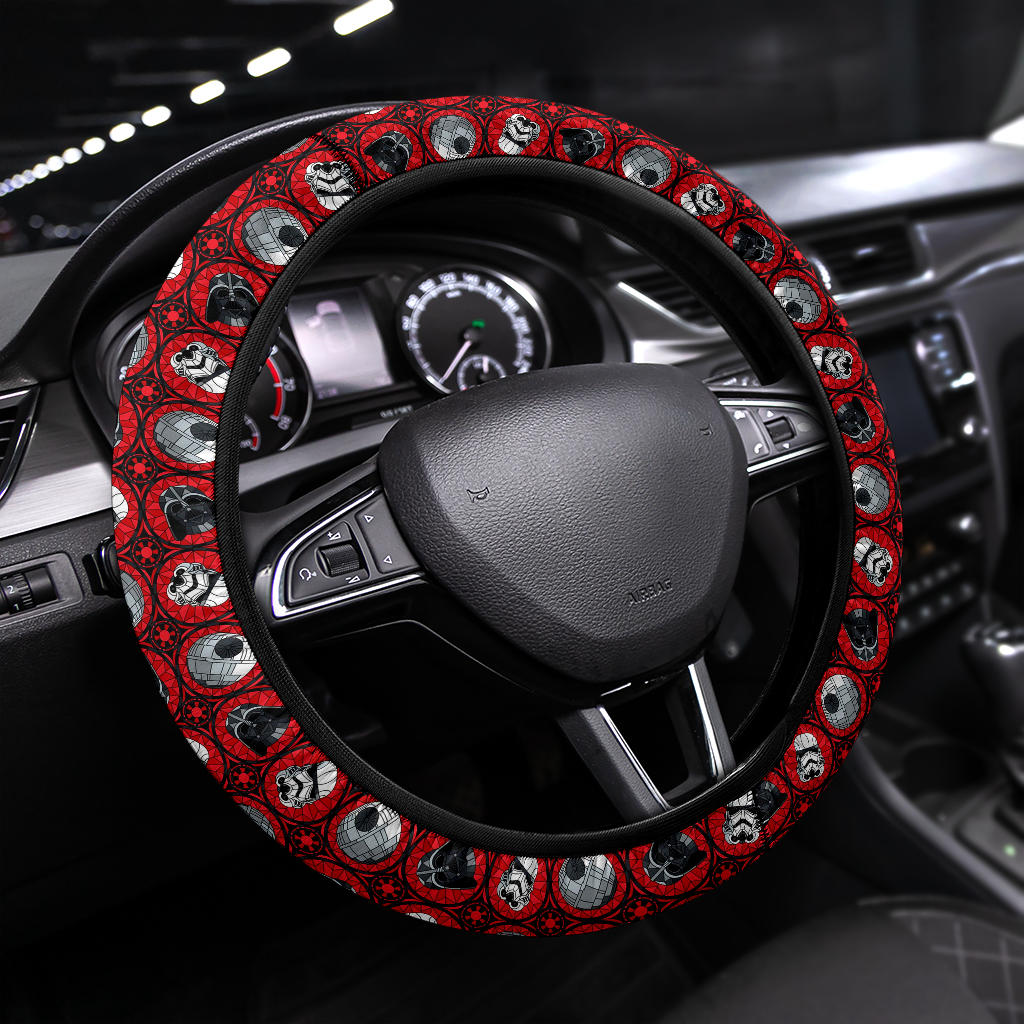 Red Darth Vader Death Star Pattern Car Steering Wheel Cover Nearkii