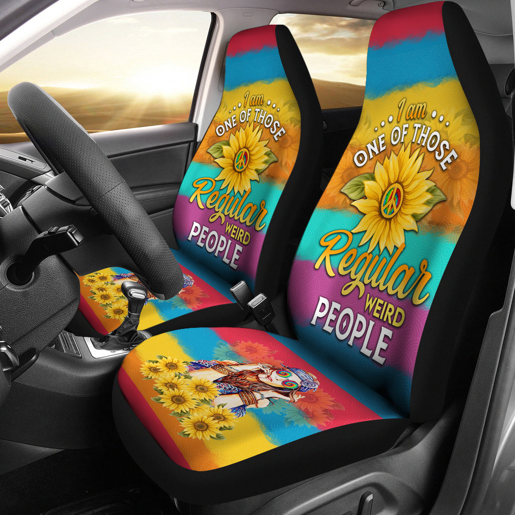 Hippie Girl Color Sunflower Premium Custom Car Seat Covers Decor Protectors Nearkii