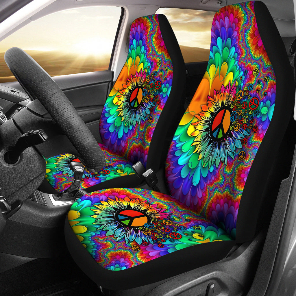 Colorful Mandala Flower Premium Custom Car Seat Covers Decor Protectors