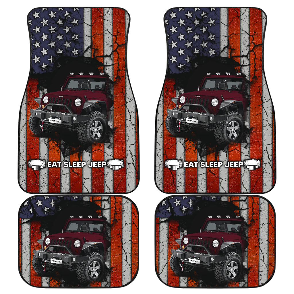Deep Red Jeep American Flag Car Floor Mats Car Accessories Nearkii