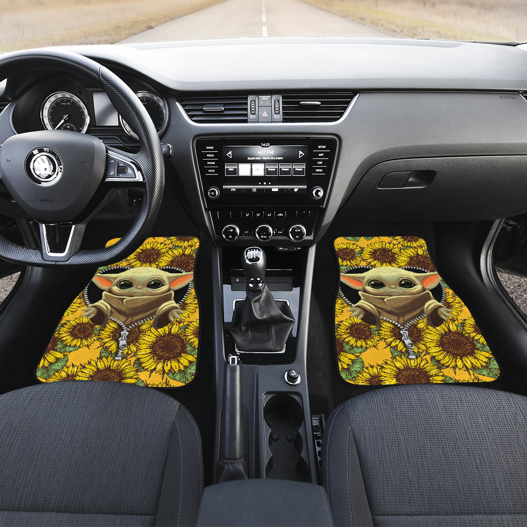 Baby Yoda Zipper Sunflower Car Floor Mats Car Accessories Nearkii