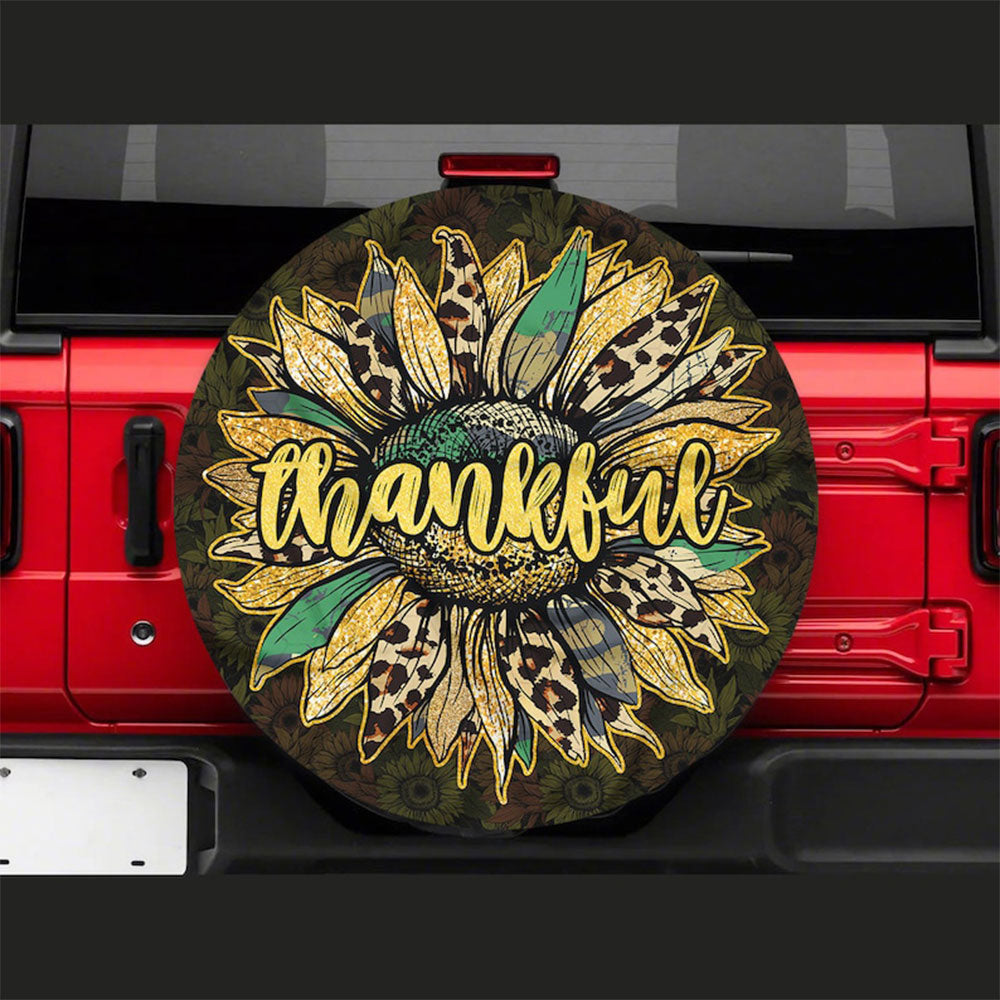 Sunflower Thankful Jeep Car Spare Tire Cover Gift For Campers Nearkii