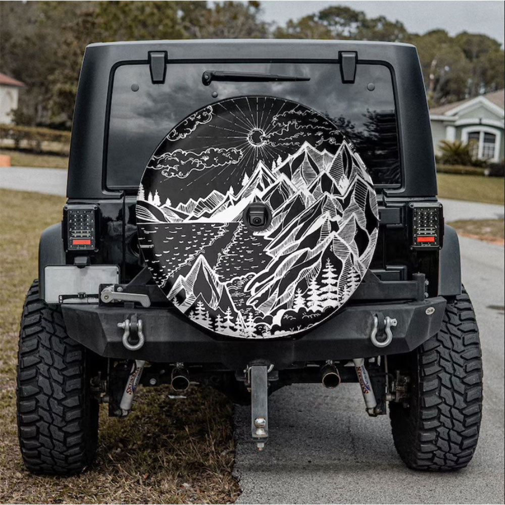 Mountain Site, Galaxy Night Sky Car Spare Tire Cover Gift For Campers Nearkii