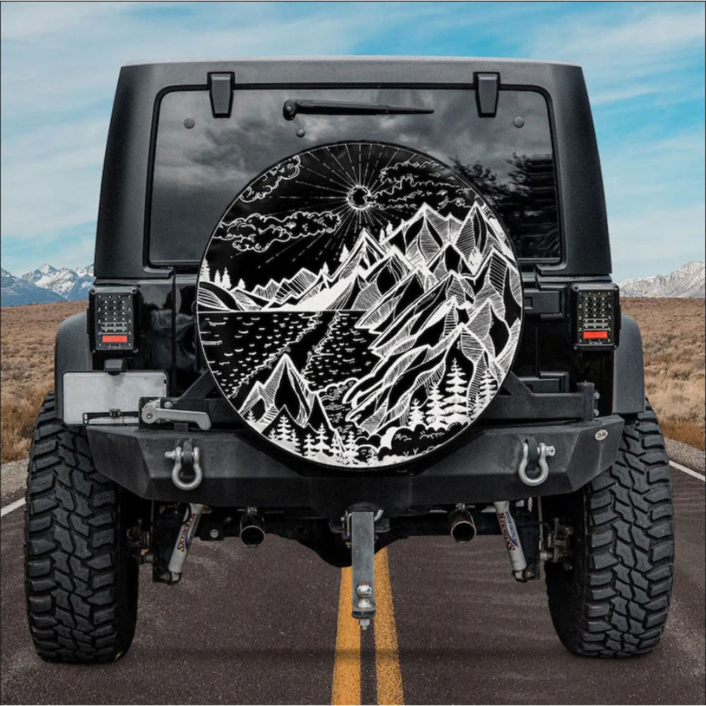 Mountain Site, Galaxy Night Sky Car Spare Tire Cover Gift For Campers Nearkii