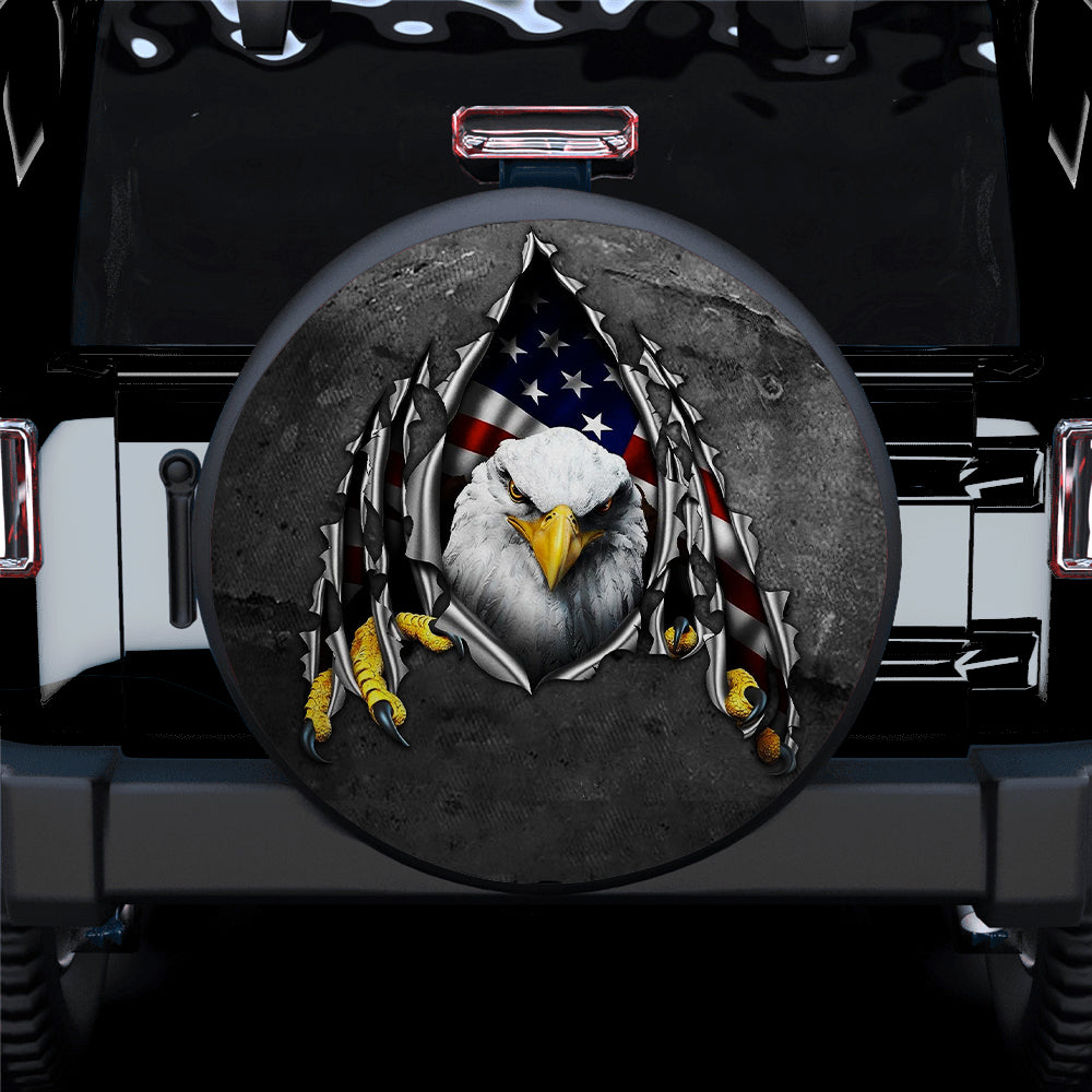American Us Flag Bald Eagle Car Spare Tire Covers Gift For Campers Nearkii