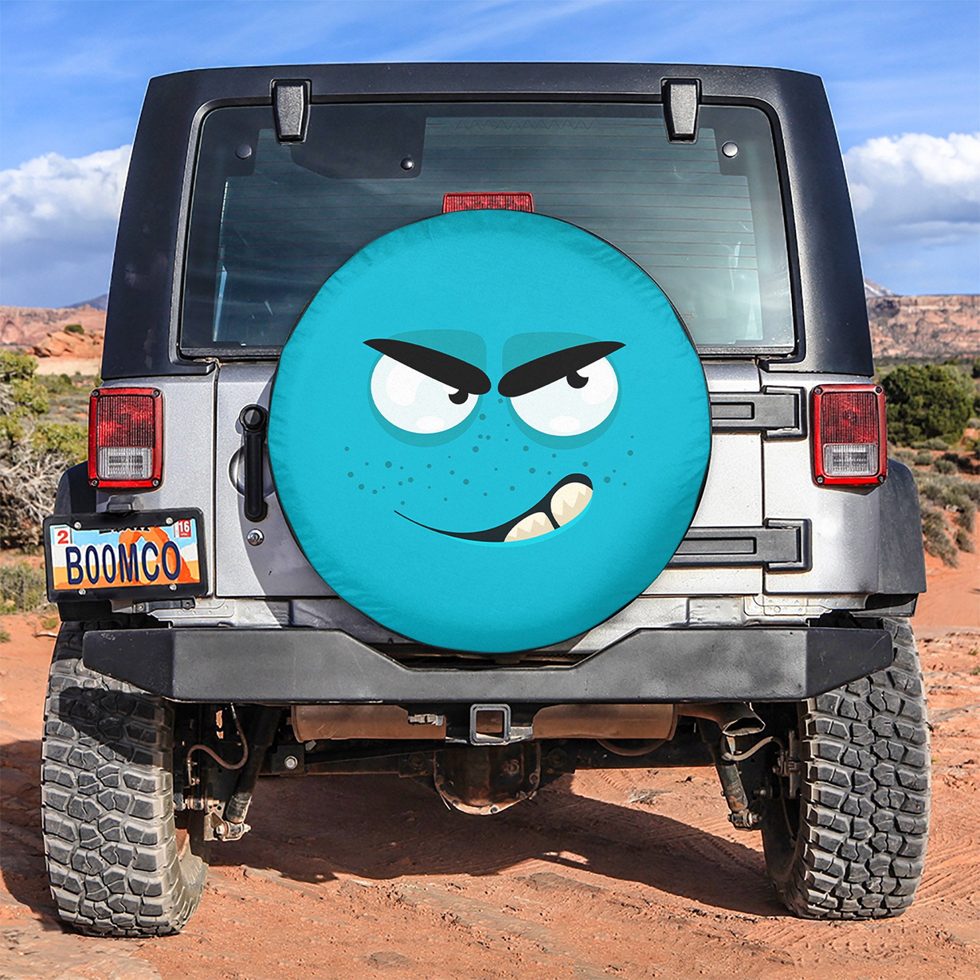 Emotion Angry Blue Face Spare Tire Cover Gift For Campers Nearkii