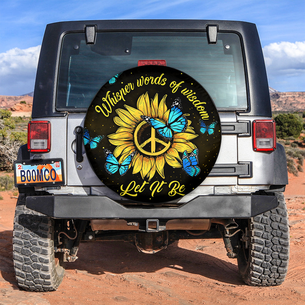 Let It Be Hippie Butterfly Blue Car Spare Tire Covers Gift For Campers Nearkii