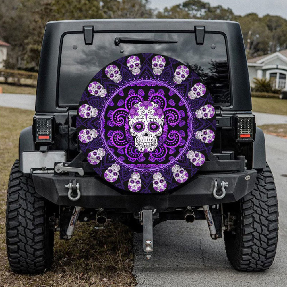 Purple Skulls Mexican Car Spare Tire Cover Gift For Campers Nearkii