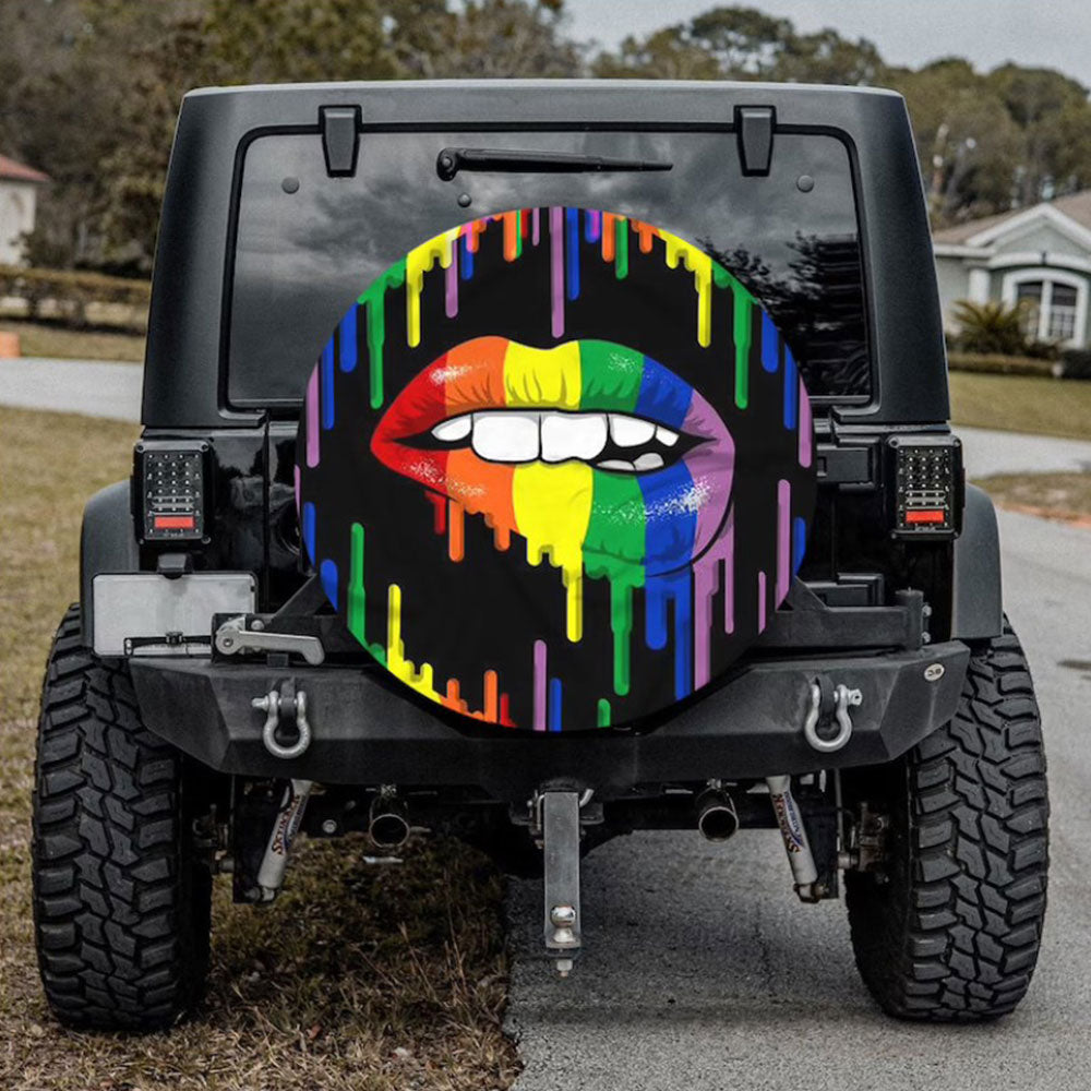 Rainbow Lips Car Spare Tire Cover Gift For Campers Nearkii