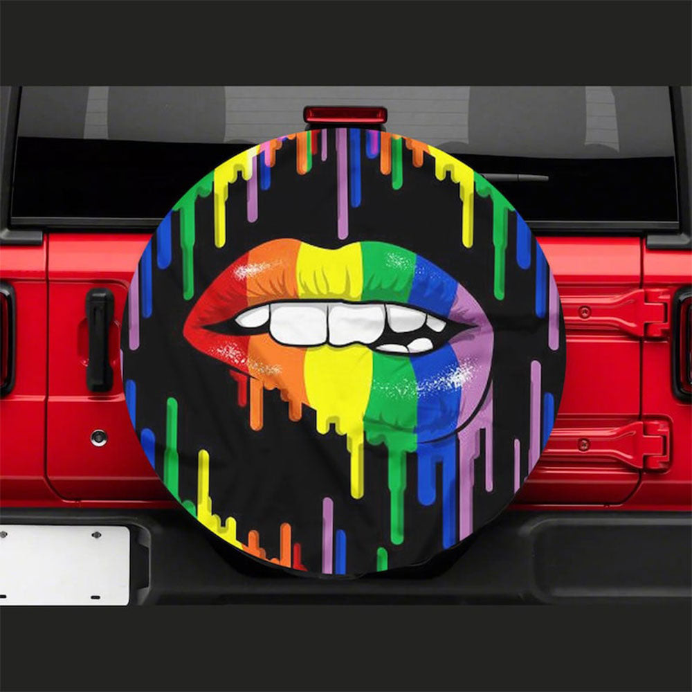 Rainbow Lips Car Spare Tire Cover Gift For Campers Nearkii