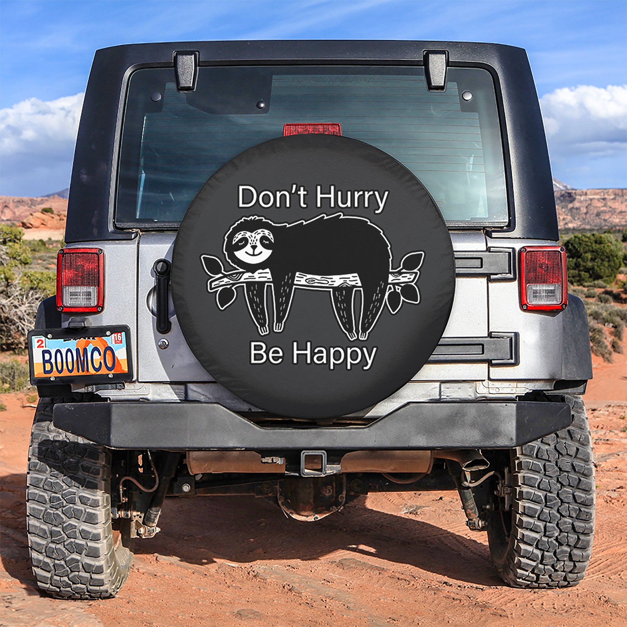 Don't Hurry Be Happy Sloth Spare Tire Cover Gift For Campers Nearkii