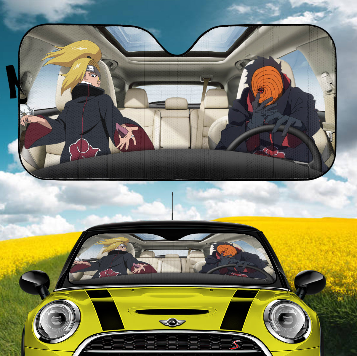 Naruto Akatsuki Obito And Deidara Driving Car Auto Sunshades Nearkii