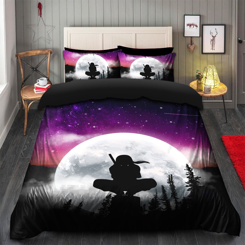 Itachi Naruto Anime Moon Night Galaxy Bedding Set Duvet Cover And 2 Pillowcases Nearkii