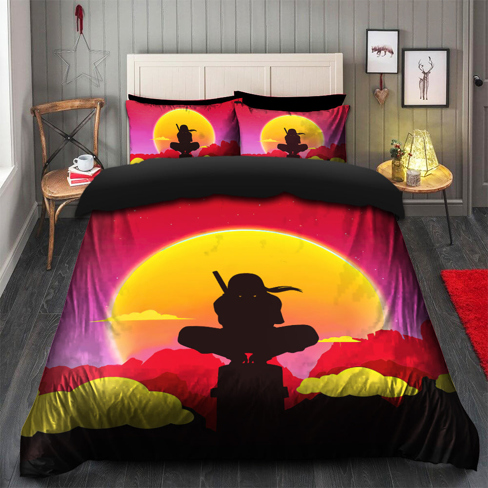 Itachi Naruto Anime Sunset Bedding Set Duvet Cover And 2 Pillowcases Nearkii