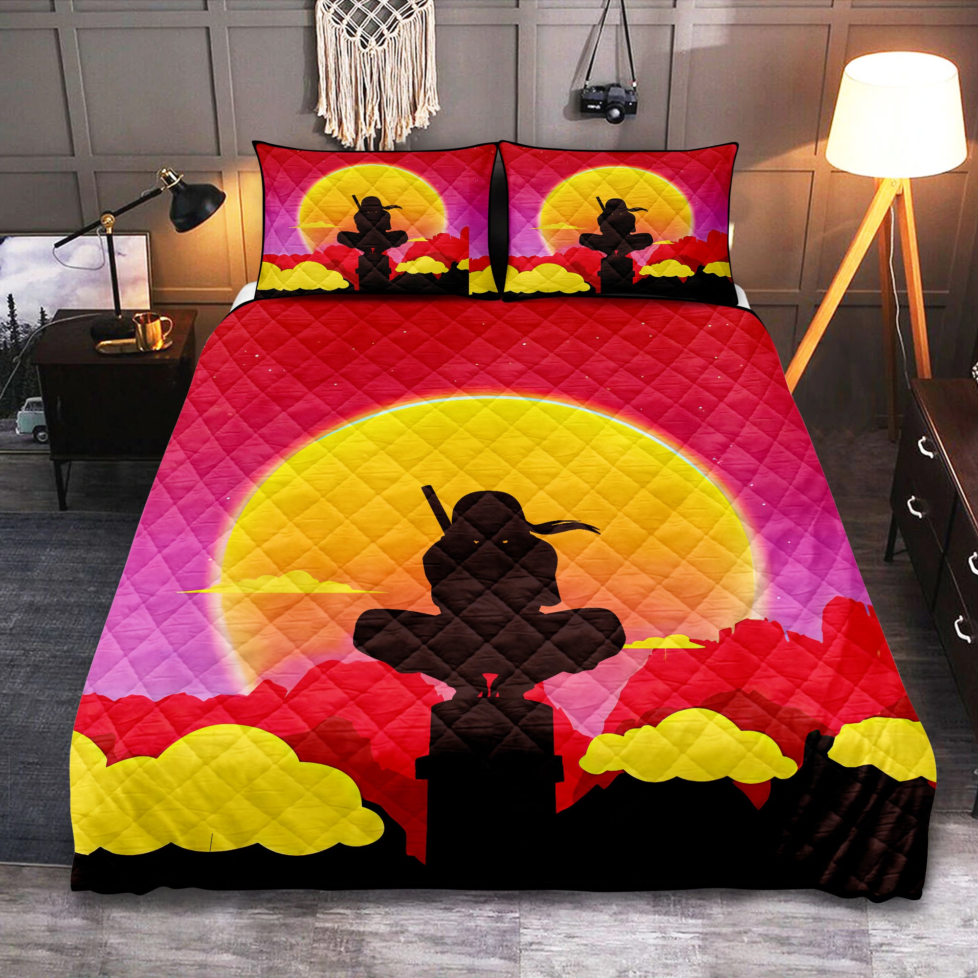 Itachi Naruto Anime Sunset Quilt Bed Sets Nearkii