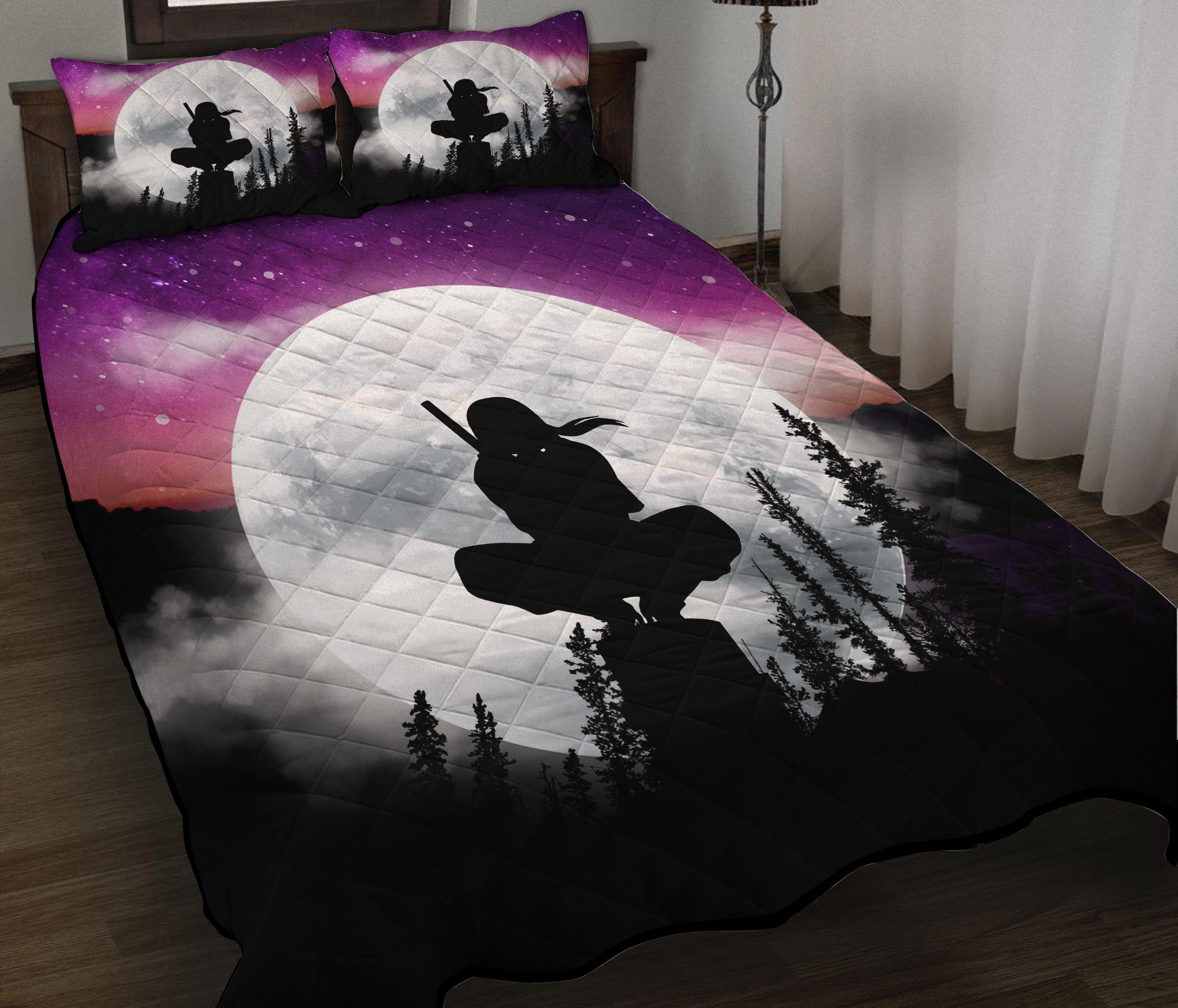 Itachi Naruto Anime Moon Night Galaxy Quilt Bed Sets Nearkii