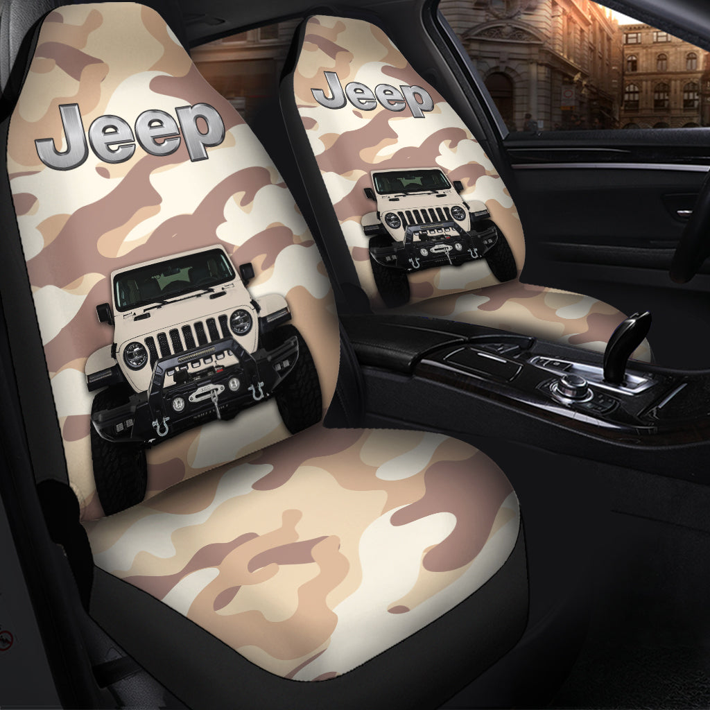 Cream White Jeep Camouflage Premium Custom Car Seat Covers Decor Protectors Nearkii