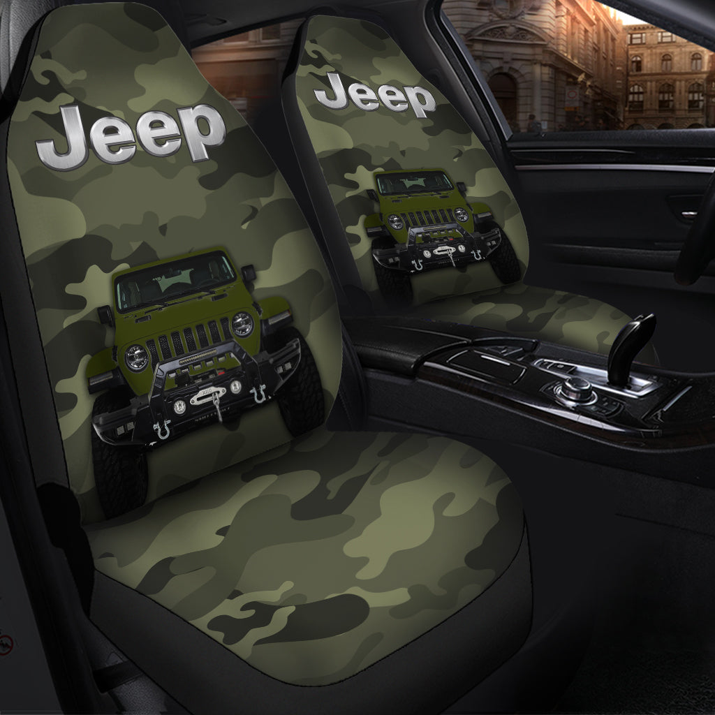 Green Jeep Camouflage Premium Custom Car Seat Covers Decor Protectors Nearkii