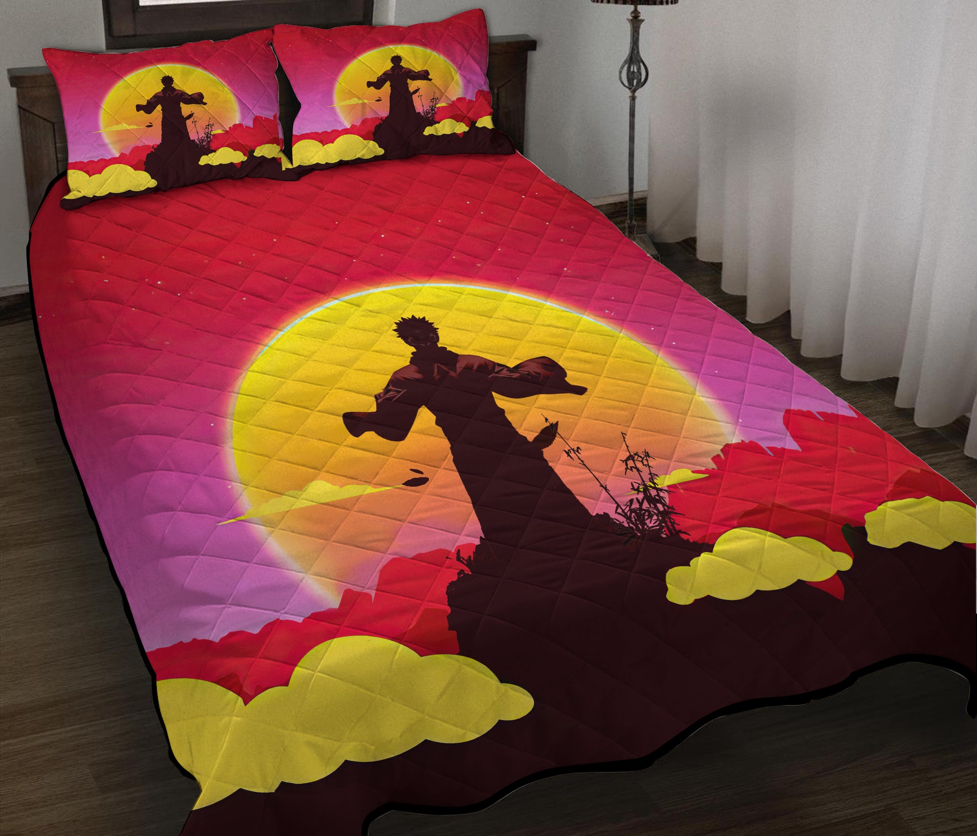 Jujutsu Kaisen Sukuna Anime Sunset Quilt Bed Sets Nearkii