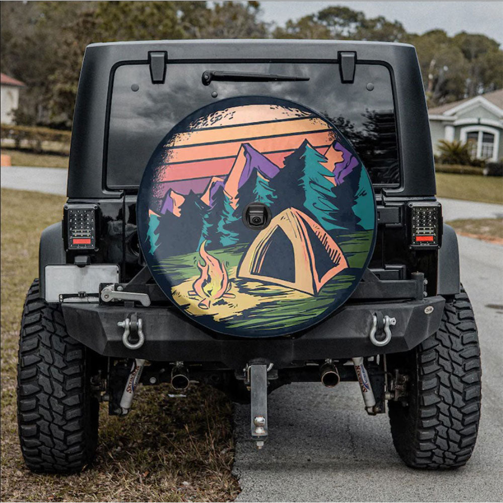 Retro Camping Site Car Spare Tire Cover Gift For Campers Nearkii