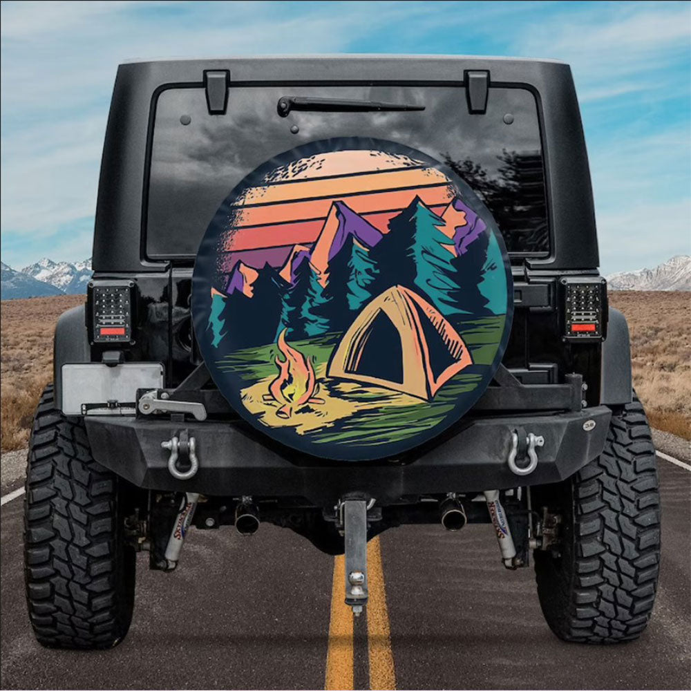 Retro Camping Site Car Spare Tire Cover Gift For Campers Nearkii