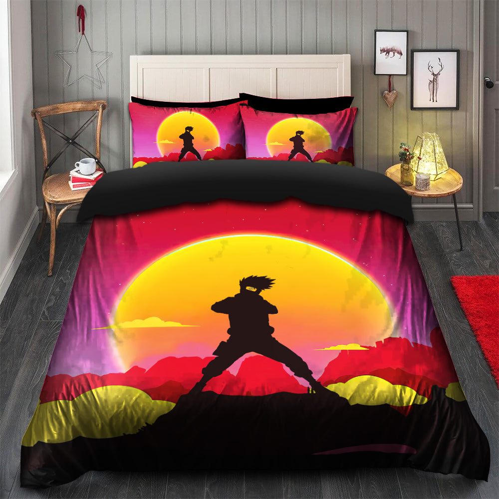 Kakashi Naruto Anime Sunset Bedding Set Duvet Cover And 2 Pillowcases Nearkii