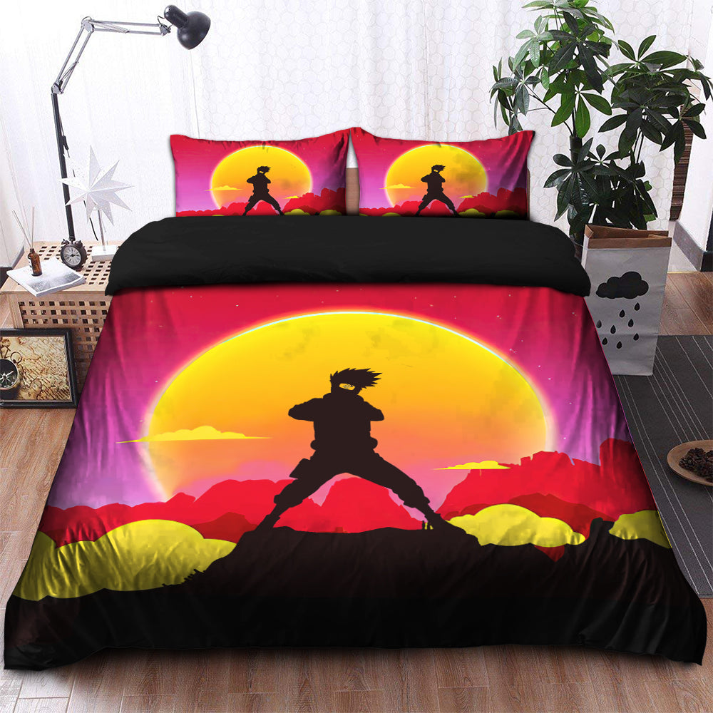 Kakashi Naruto Anime Sunset Bedding Set Duvet Cover And 2 Pillowcases Nearkii